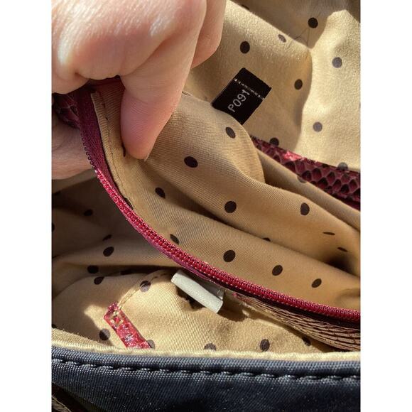 Kate Spade Tote Black Red Croc Embossed Y2K Work Career Travel Large Bag Preppy - Picture 11 of 13